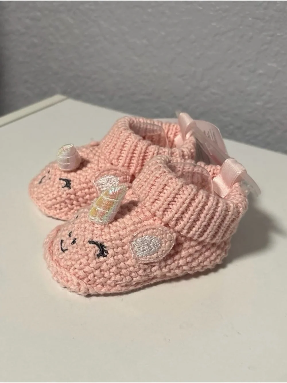 Carter's Knit Unicorn Baby Booties - Light Pink